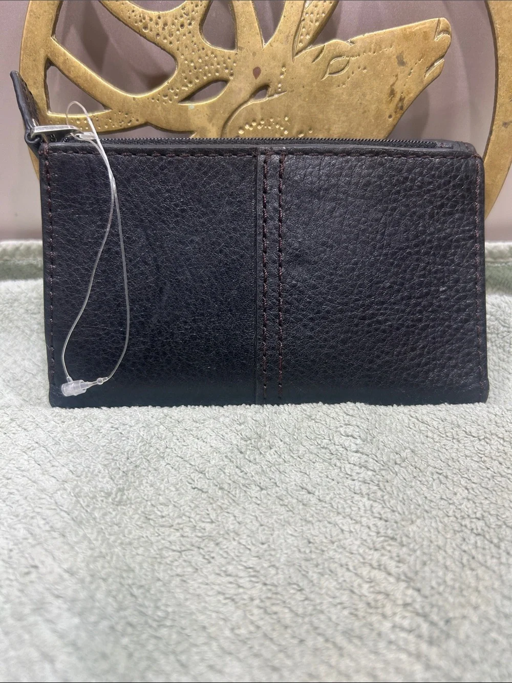 Fossil Black Pebbled Leather Keyhole Wallet NWOT